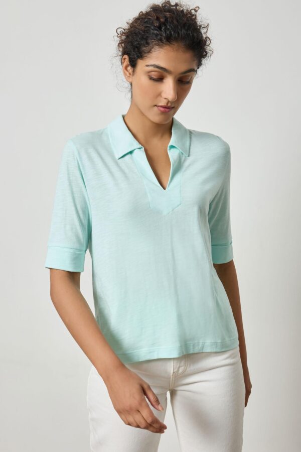 Elbow Sleeve Collared Tee - Image 3