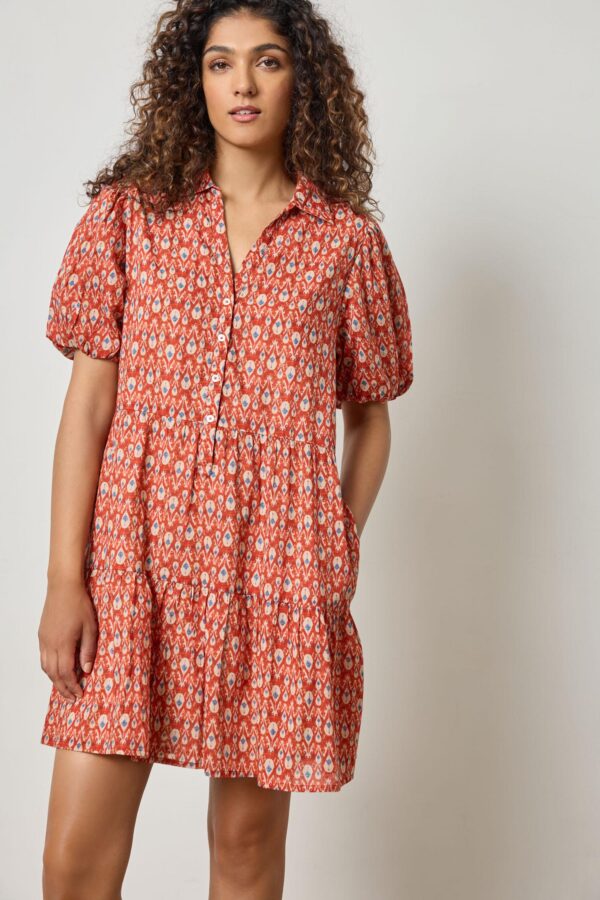 Short Sleeve Tiered Peplum Dress - Image 9
