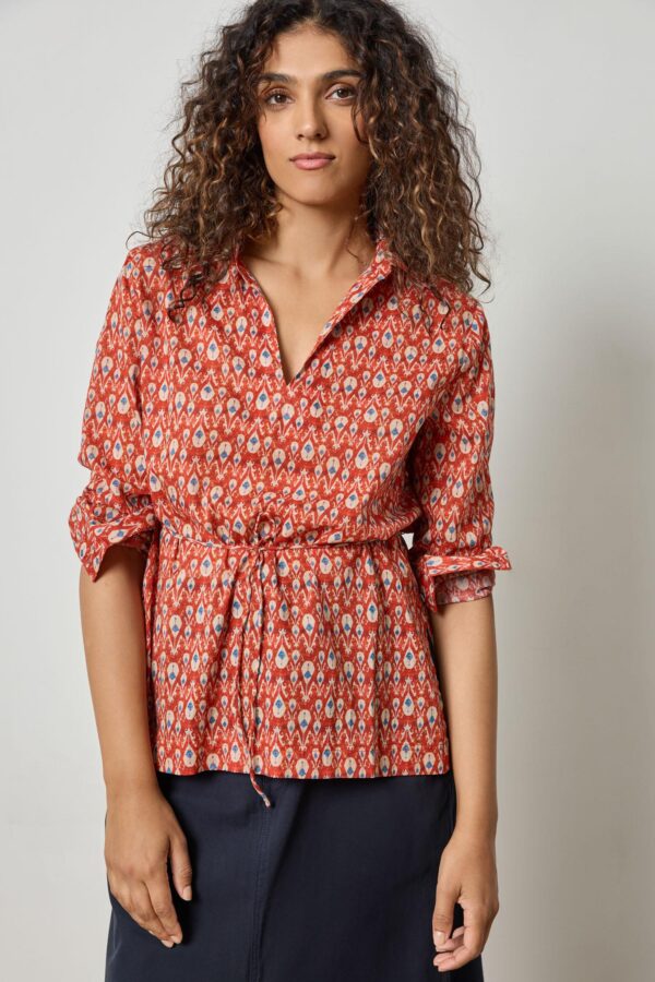 Collared Split Neck Top - Image 5
