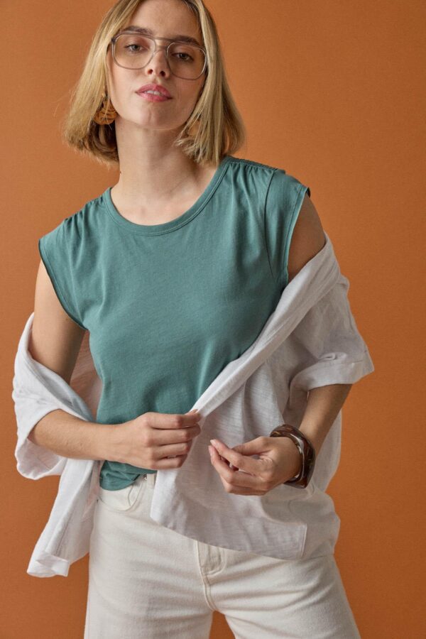 Shirred Shoulder Tee - Image 8