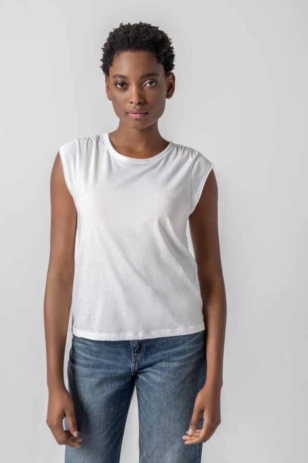 Shirred Shoulder Tee - Image 11
