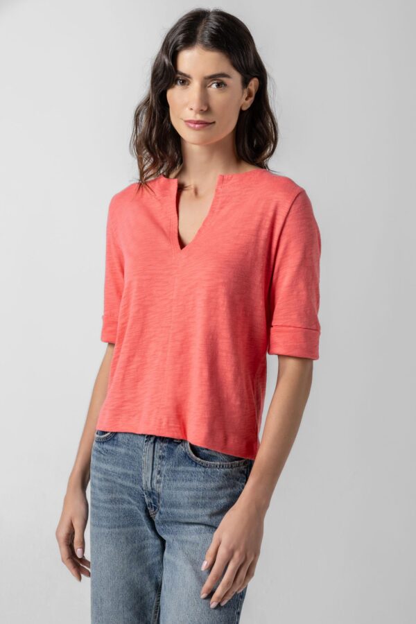 Cuffed Sleeve Split Neck - Image 7