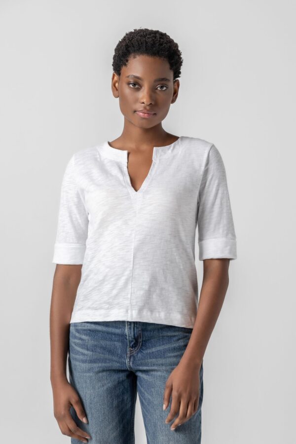 Cuffed Sleeve Split Neck - Image 9