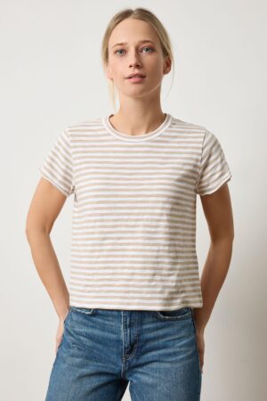 Striped Cap Sleeve Crewneck